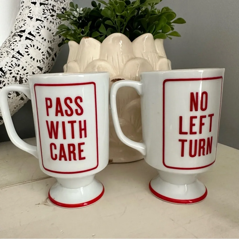 Vintage Royal Arnart 5th Avenue Pedestal Coffee Cups Mugs Ceramic Car Humor MCM